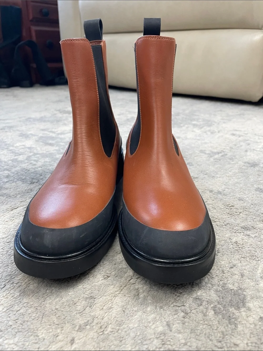 Frame Le Holland Chelsea Boots Ankle Tobacco Brown Sz 38